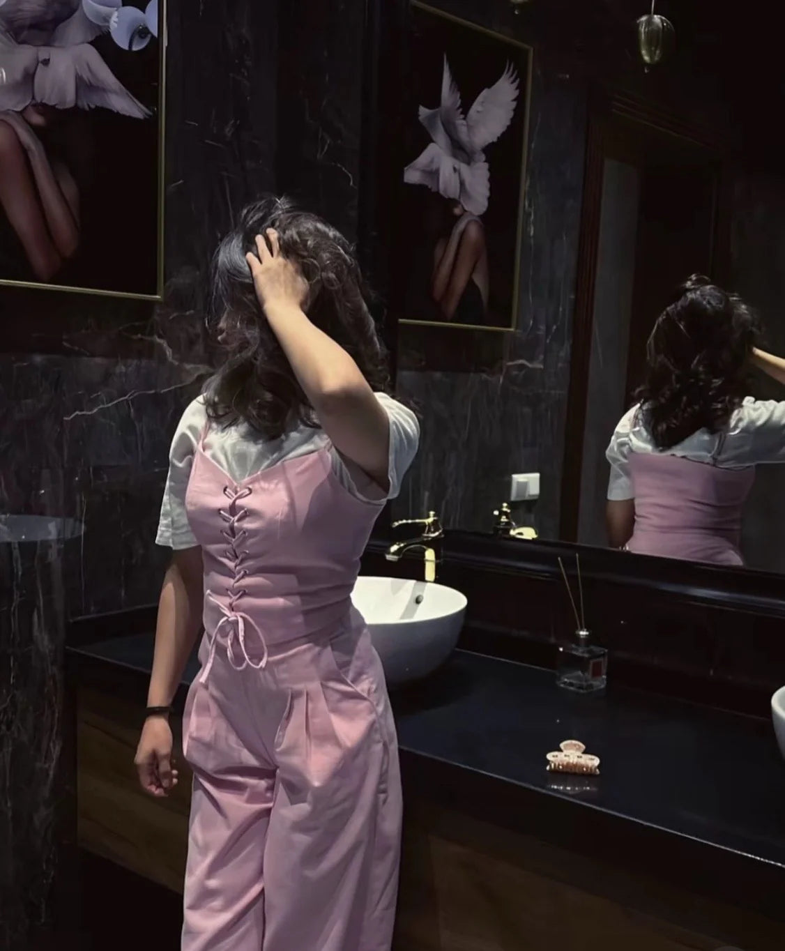 Blush Pink Corset Jumpsuit Set