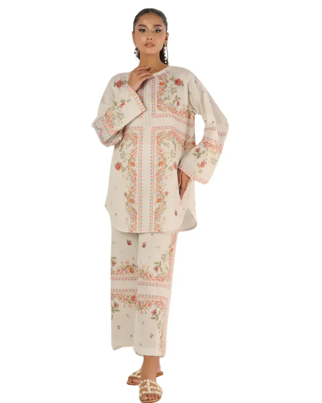 Women's Fashion Printed Lawn Co-ord Set - Z15