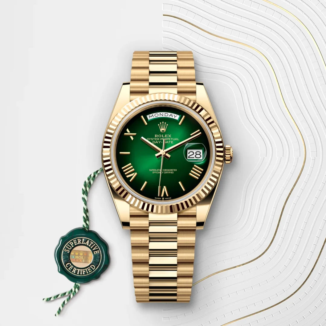 Rolex Day-Date 40  Yellow Gold with Green Dial