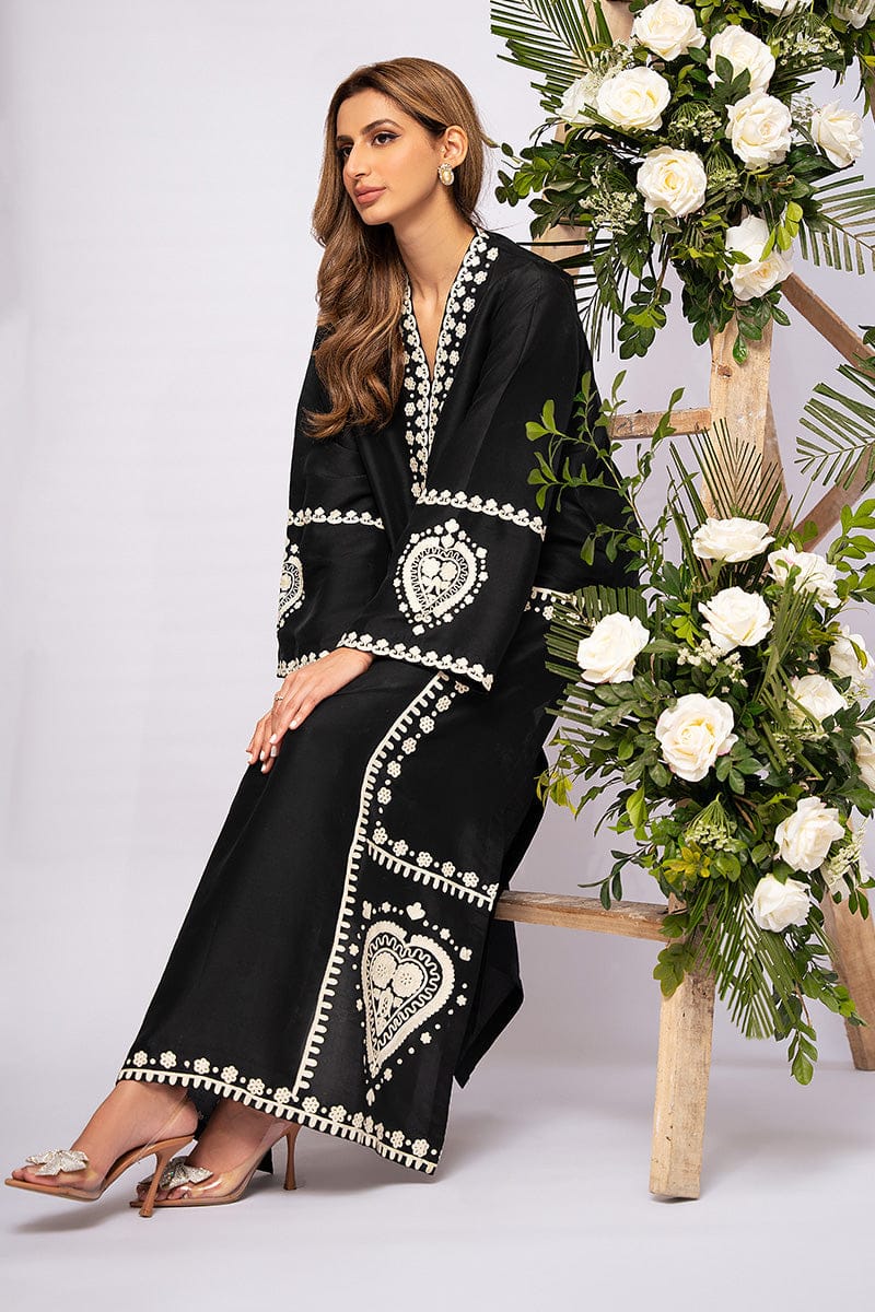 WN FASHION BLACK SPARKLE EMBROIDERY 2PC